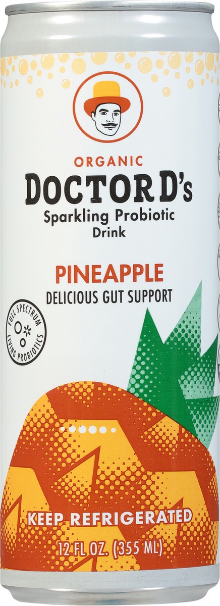 slide 14 of 14, Doctor D's Organic Pineapple Sparkling Probiotic Drink 12 fl oz, 12 fl oz