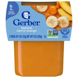 Gerber Stage 2 Baby Food, Banana Carrot Mango Puree, 4 oz Tubs (2 Pack)