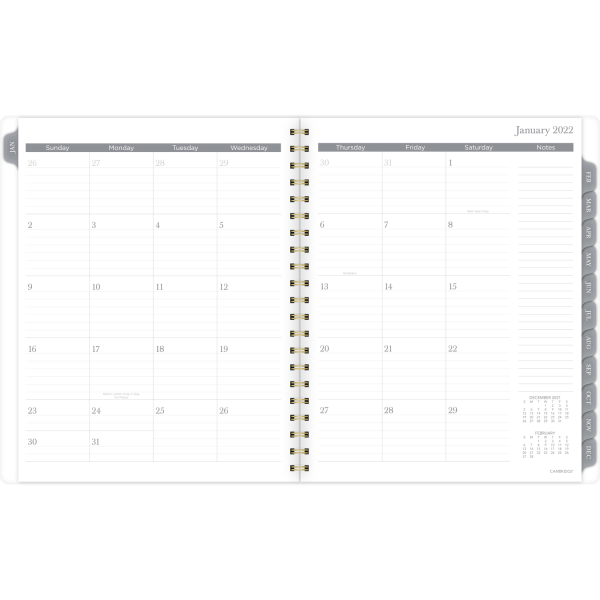 Cambridge Mackenzie Weekly/Monthly Planner, 8-1/2'' X 11'', Black/White ...