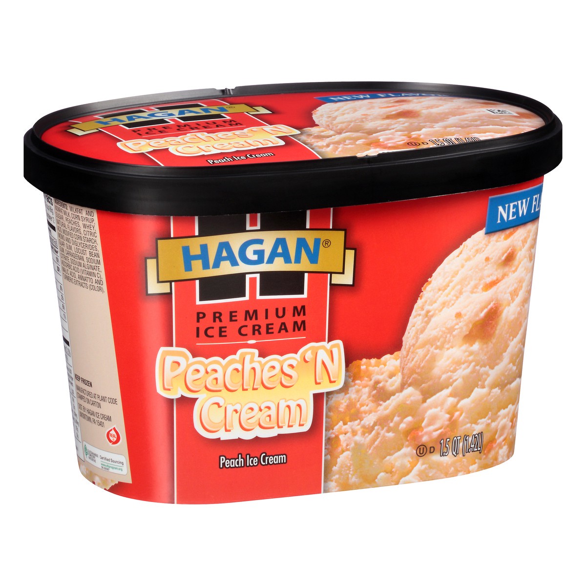 slide 4 of 10, Hagan Premium Ice Cream Peaches & Cream 1.5 qt. Tub, 1.42 liter