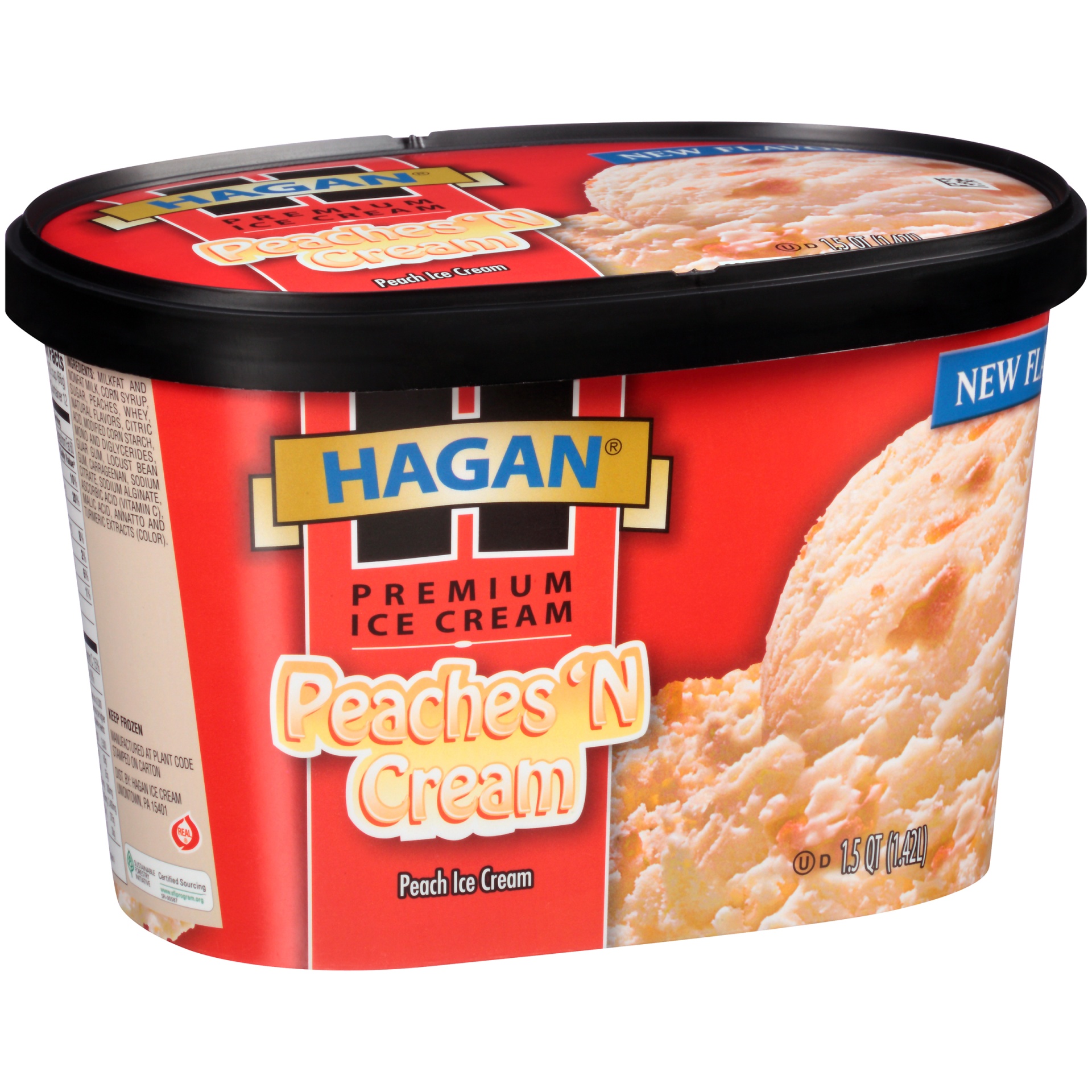 slide 2 of 7, Hagan Peaches 'N Cream Premium Ice Cream, 1.5 qt