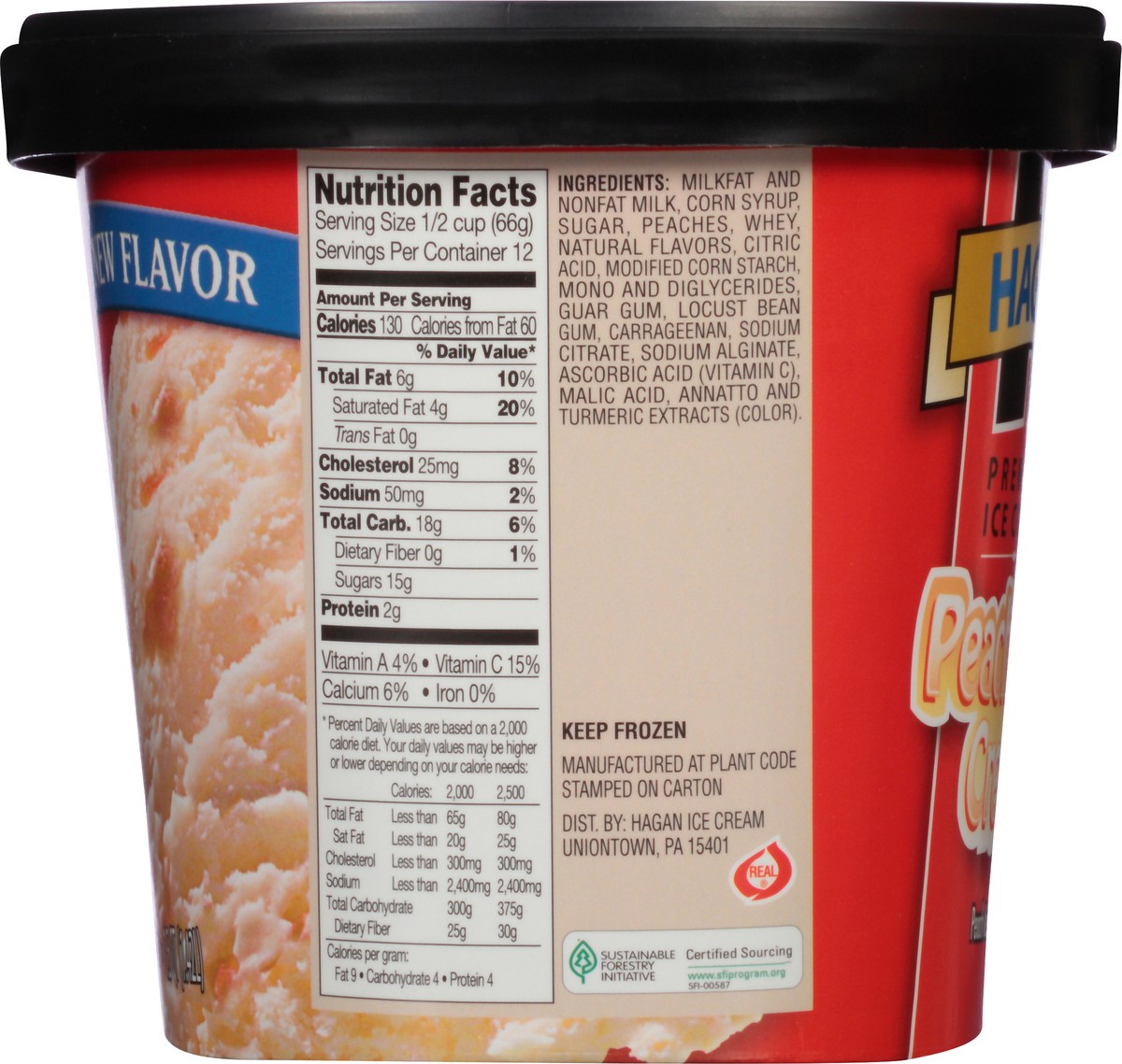 slide 6 of 10, Hagan Premium Ice Cream Peaches & Cream 1.5 qt. Tub, 1.42 liter