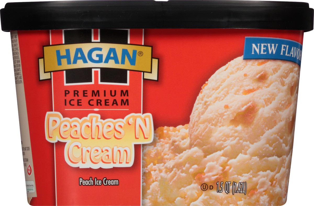 slide 3 of 10, Hagan Premium Ice Cream Peaches & Cream 1.5 qt. Tub, 1.42 liter