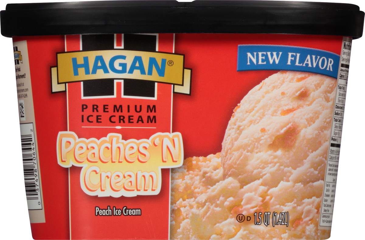 slide 7 of 10, Hagan Premium Ice Cream Peaches & Cream 1.5 qt. Tub, 1.42 liter