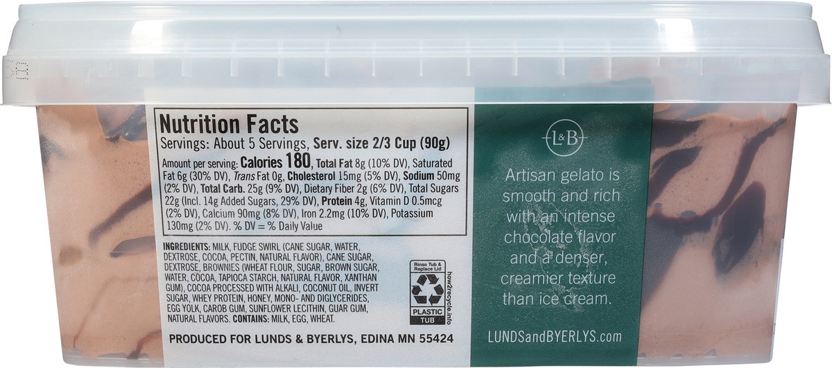 slide 6 of 9, Lunds & Byerlys Chocolate Fudge Brownie Gelato 30 fl oz, 30 fl oz