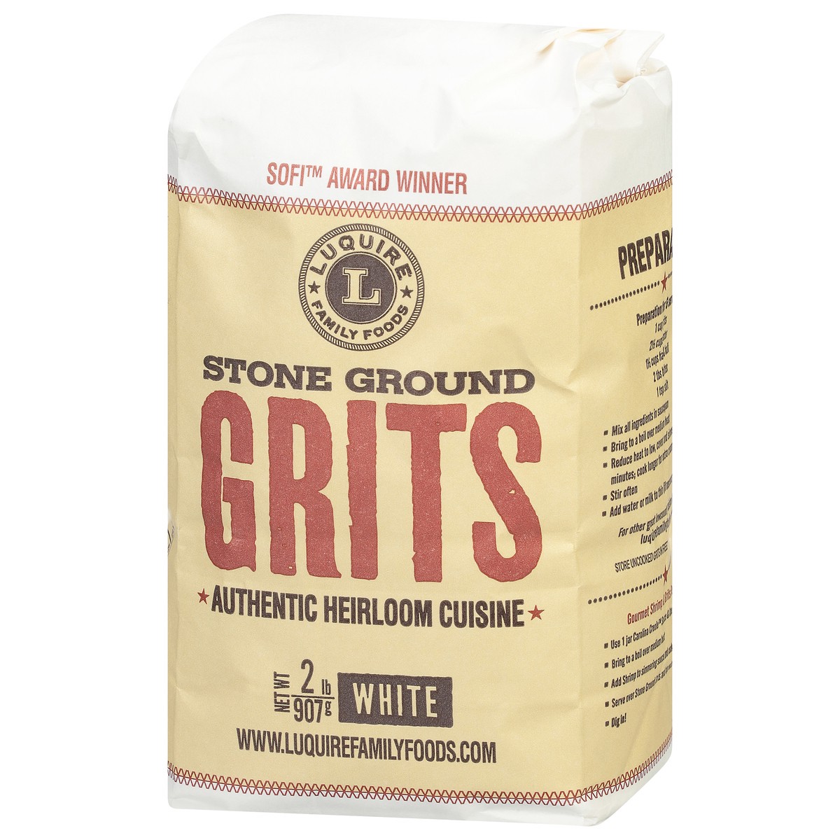 slide 11 of 13, Luquire Family Foods White Stone Ground Grits 2 lb, 2 lb