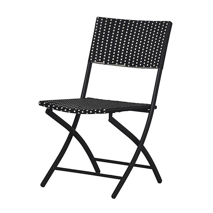 slide 1 of 1, Destination Summer Parisian Wicker Folding Chair - Black/White, 1 ct