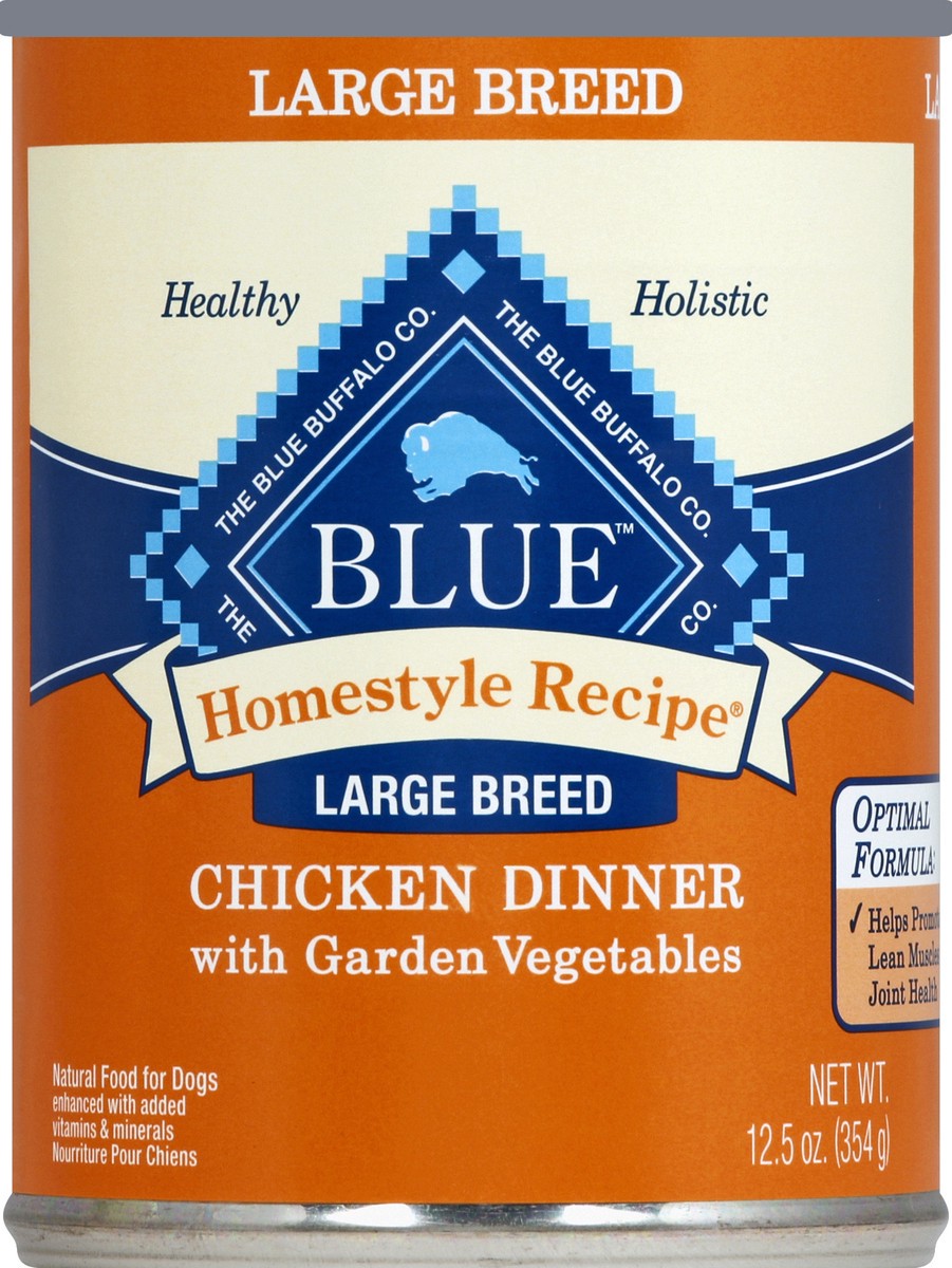 slide 1 of 1, Blue Buffalo Homestyle Recipe Natural Adult Large Breed Wet Dog Food, Chicken 12.5-oz Can, 12.5 oz