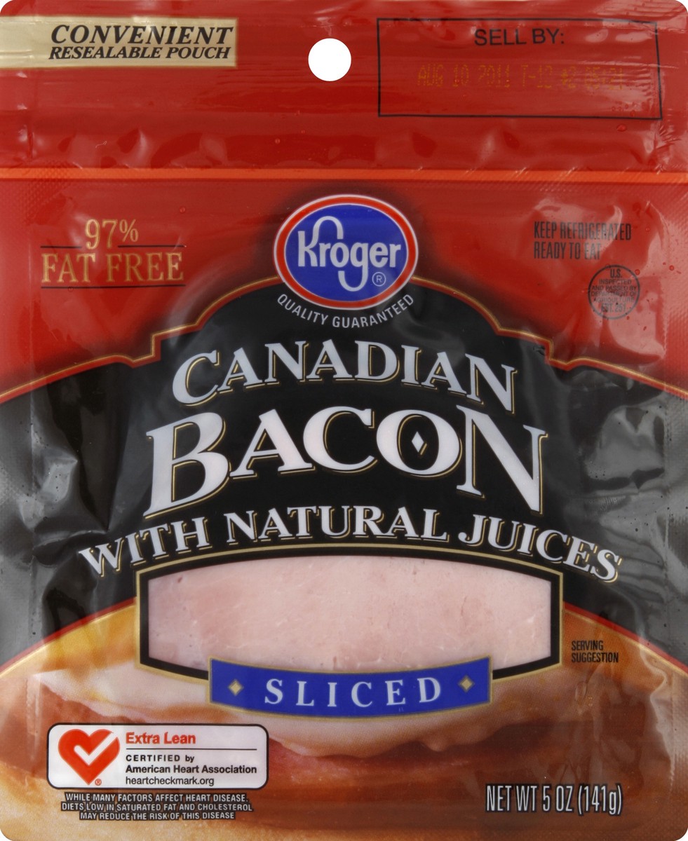 slide 2 of 3, Kroger Sliced Canadian Bacon, 5 oz