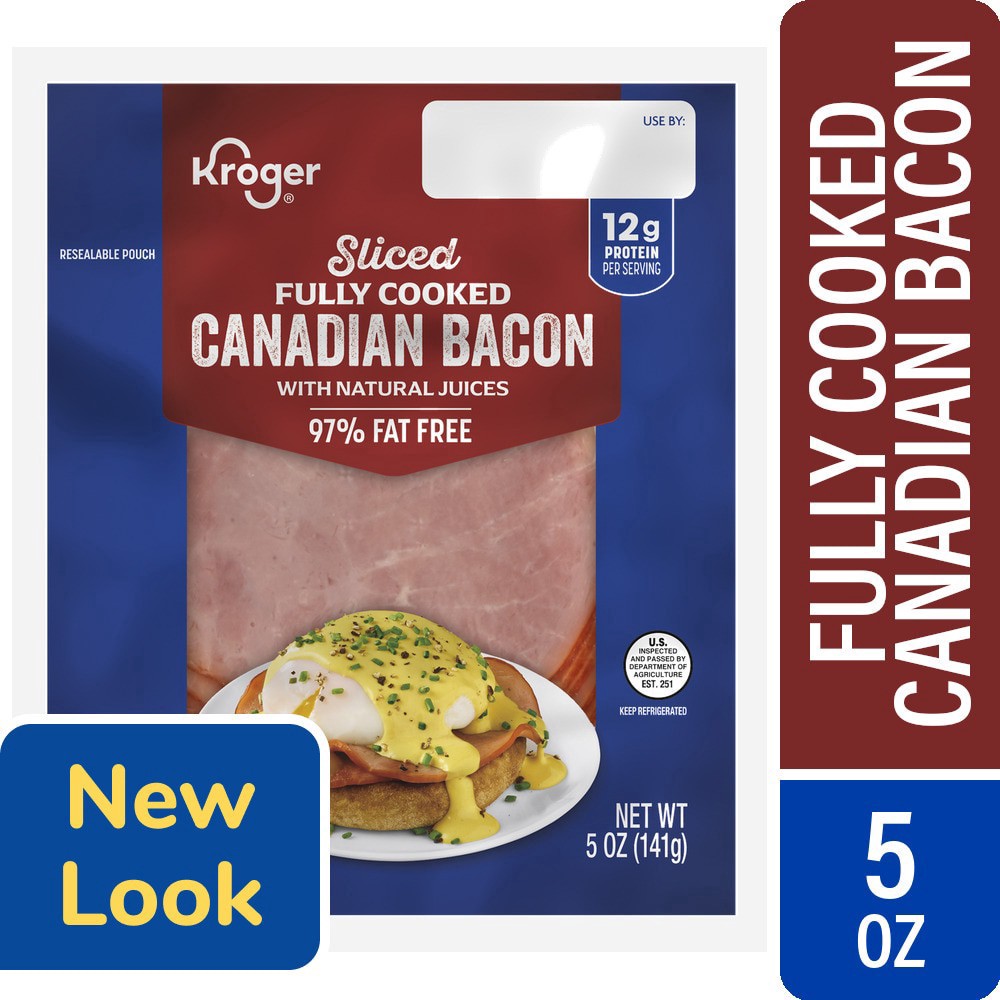 slide 1 of 5, Kroger Sliced Canadian Bacon, 5 oz