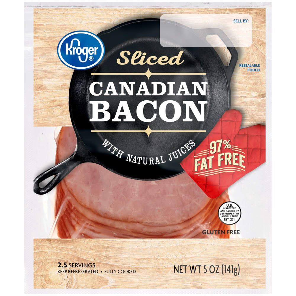 slide 1 of 3, Kroger Sliced Canadian Bacon, 5 oz