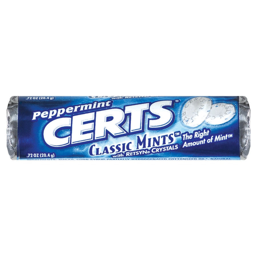 slide 1 of 1, Certs Peppermint Classic Mints 0.72 Oz. Roll, 1 ct