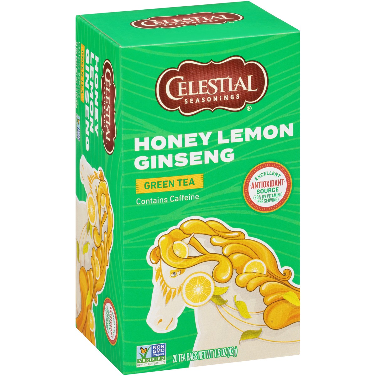 slide 2 of 8, Celestial Seasonings Honey Lemon Ginseng Green Tea Bags, 20 Ct, 1.5 Oz, 1 ct