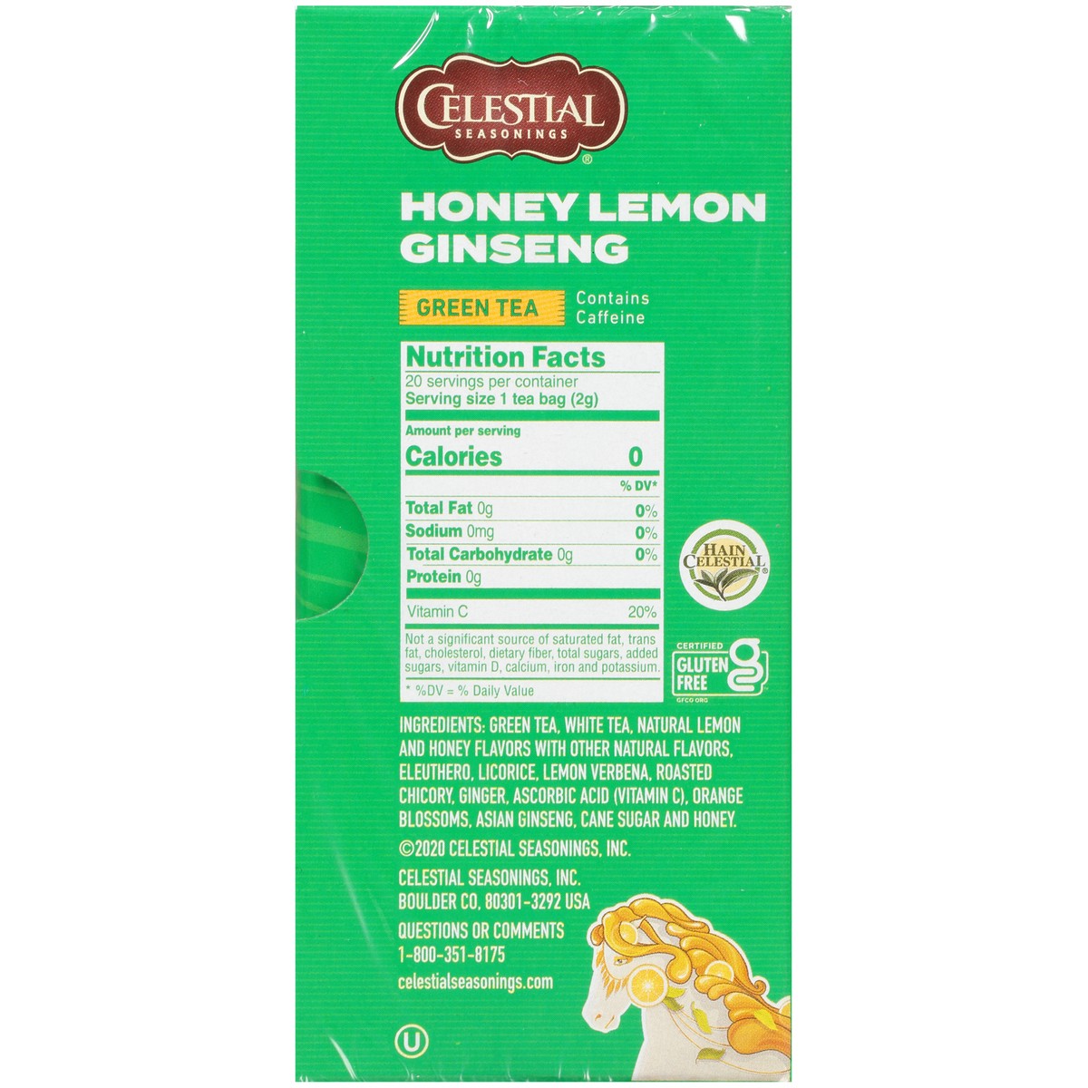 slide 7 of 8, Celestial Seasonings Honey Lemon Ginseng Green Tea Bags, 20 Ct, 1.5 Oz, 1 ct