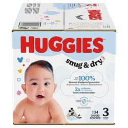 Huggies Snug & Dry Baby Diapers, Size 3 (16-28 lbs), 104 Ct