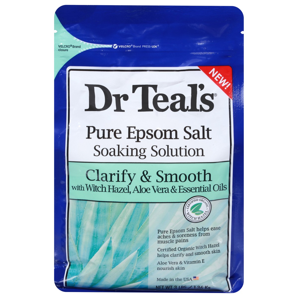 slide 8 of 12, Dr. Teal's Clarify & Smooth Witch Hazel & Aloe Vera & Essential Oils Pure Epsom Salt 3 lb, 3 lb