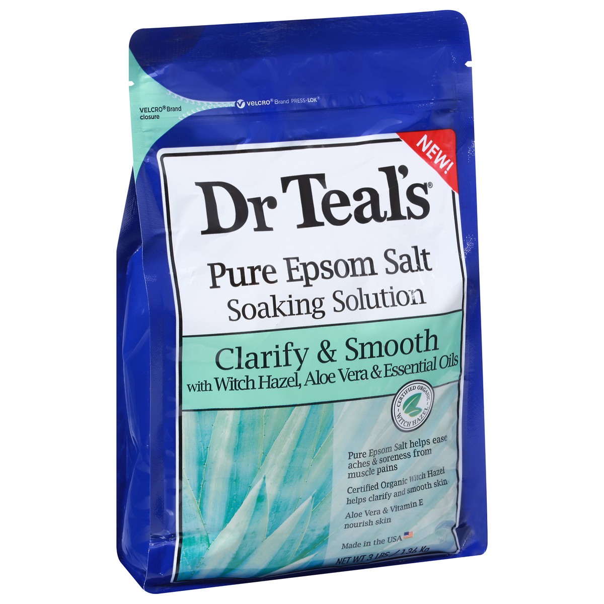 slide 9 of 12, Dr. Teal's Clarify & Smooth Witch Hazel & Aloe Vera & Essential Oils Pure Epsom Salt 3 lb, 3 lb