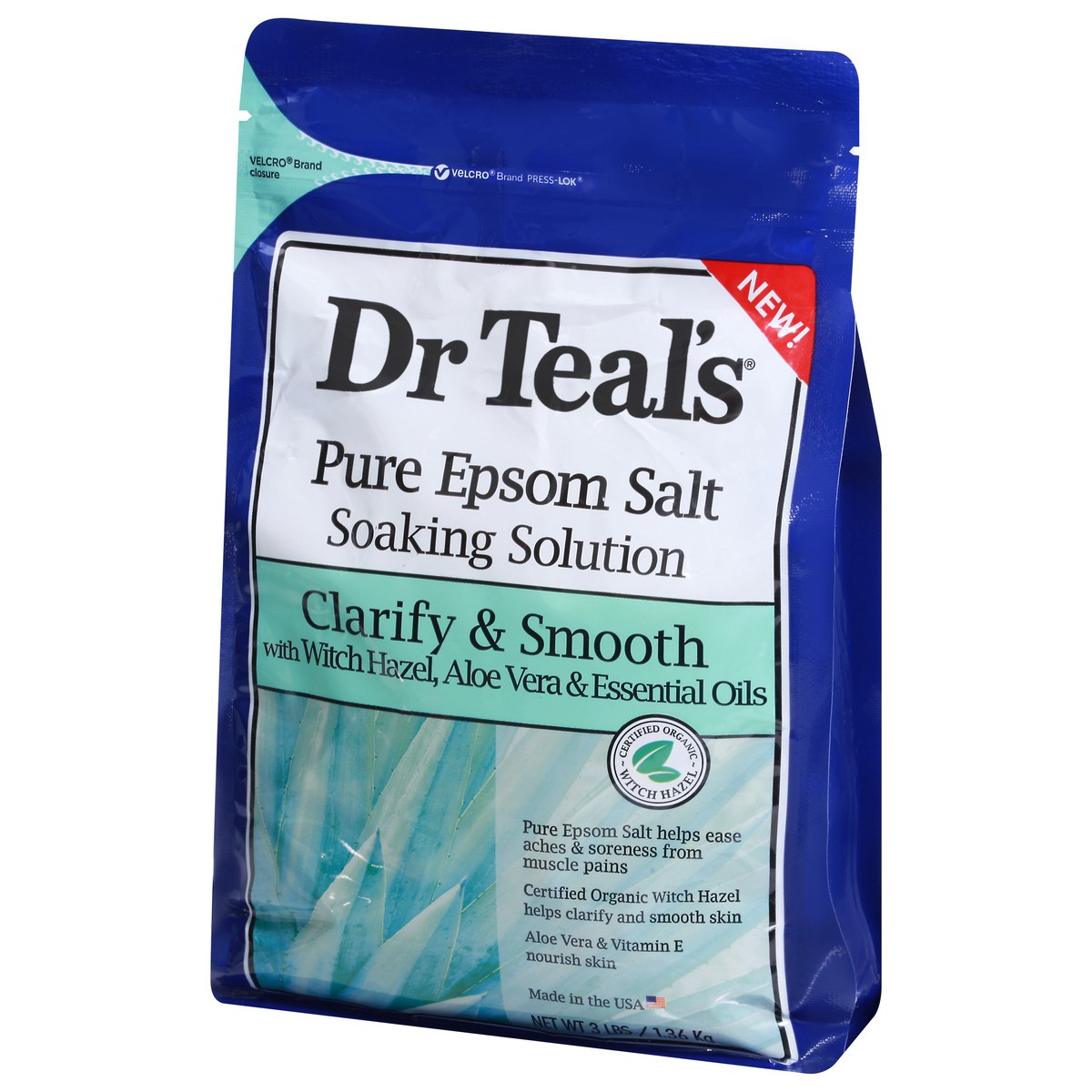 slide 5 of 12, Dr. Teal's Clarify & Smooth Witch Hazel & Aloe Vera & Essential Oils Pure Epsom Salt 3 lb, 3 lb