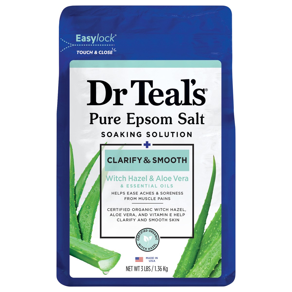 slide 1 of 12, Dr. Teal's Clarify & Smooth Witch Hazel & Aloe Vera & Essential Oils Pure Epsom Salt 3 lb, 3 lb