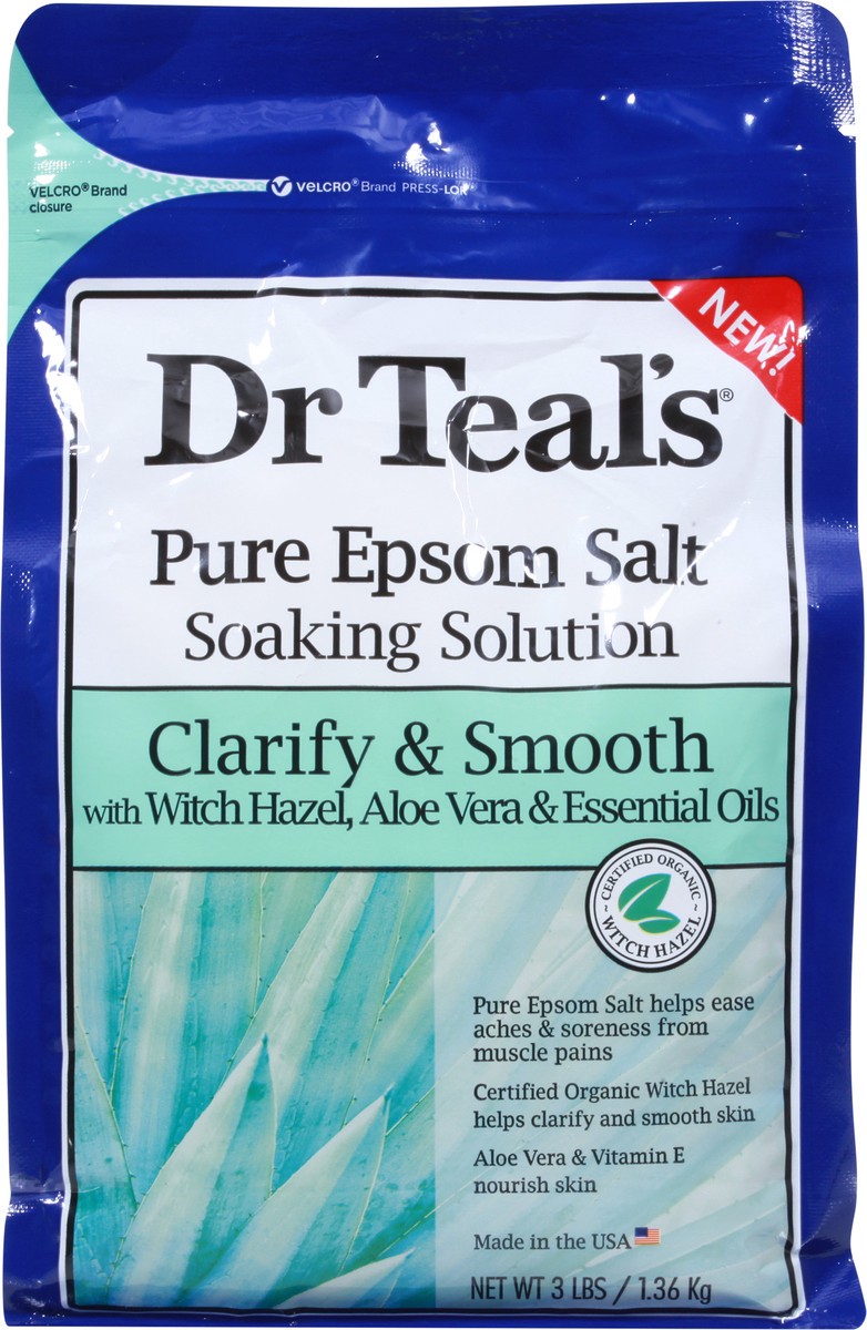 slide 10 of 12, Dr. Teal's Clarify & Smooth Witch Hazel & Aloe Vera & Essential Oils Pure Epsom Salt 3 lb, 3 lb