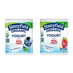 Stonyfield Organic Kids Strawberry Vanilla & Blueberry Lowfat Yogurt Cups