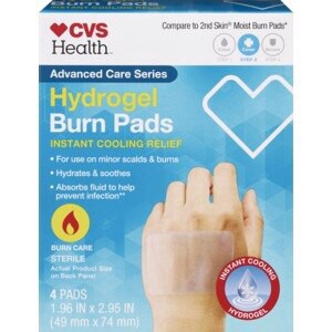 slide 1 of 1, CVS Health Sterile Hydrogel Burn Pads, 1.96 In X 2.95 In, 4 Ct, 1 ct