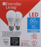 slide 1 of 1, Everyday Living Led 10-Watt Light Bulbs, 2 ct