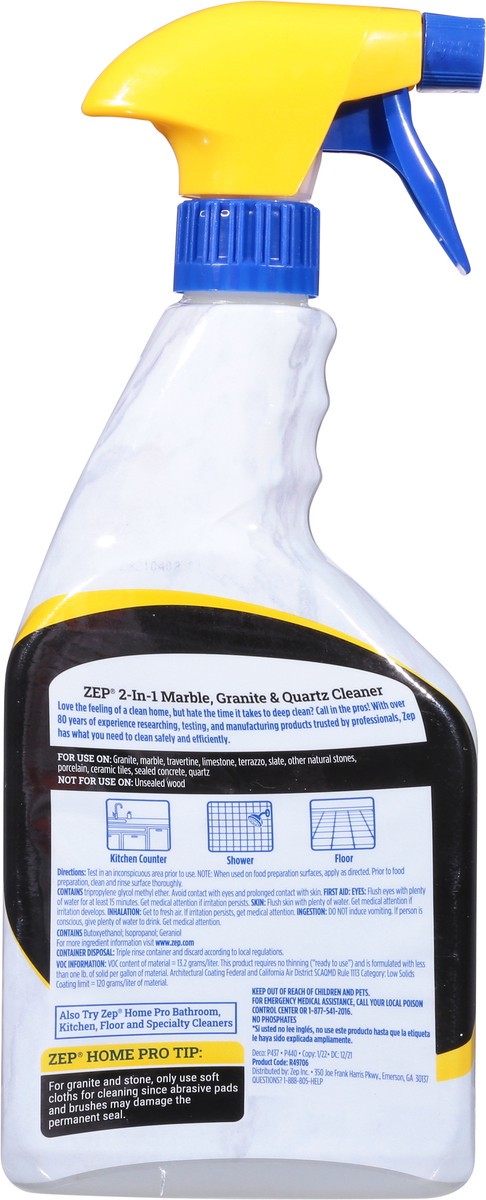 slide 4 of 9, Zep Home Pro 2-in-1 Eucalyptus & Lemon Marble, Granite & Quartz Cleaner 24 fl oz, 24 fl oz
