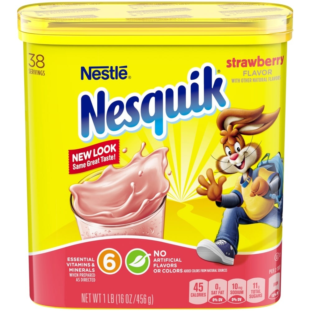 slide 1 of 6, Nesquik Strawberry Flavor Powder - 16 oz, 16 oz