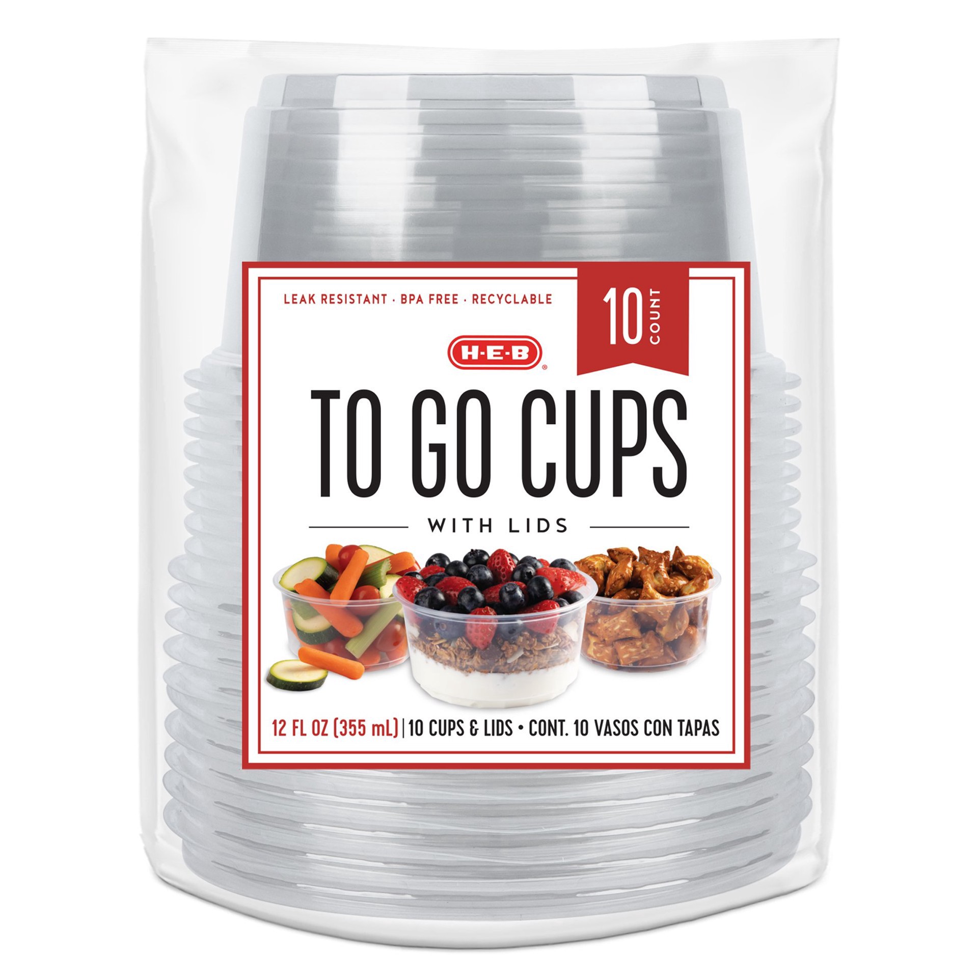 slide 1 of 1, H-E-B 12 oz To Go Cups, 10 ct