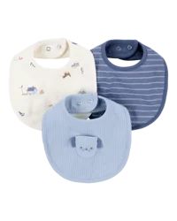 Carter's Baby 3-Pack Dog Bibs - Blue/Ivory Blue/Ivory OSZ
