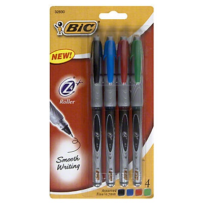 slide 1 of 1, Bic Fine (0.7mm) Assorted Z4+ Roller Pens, 4 ct