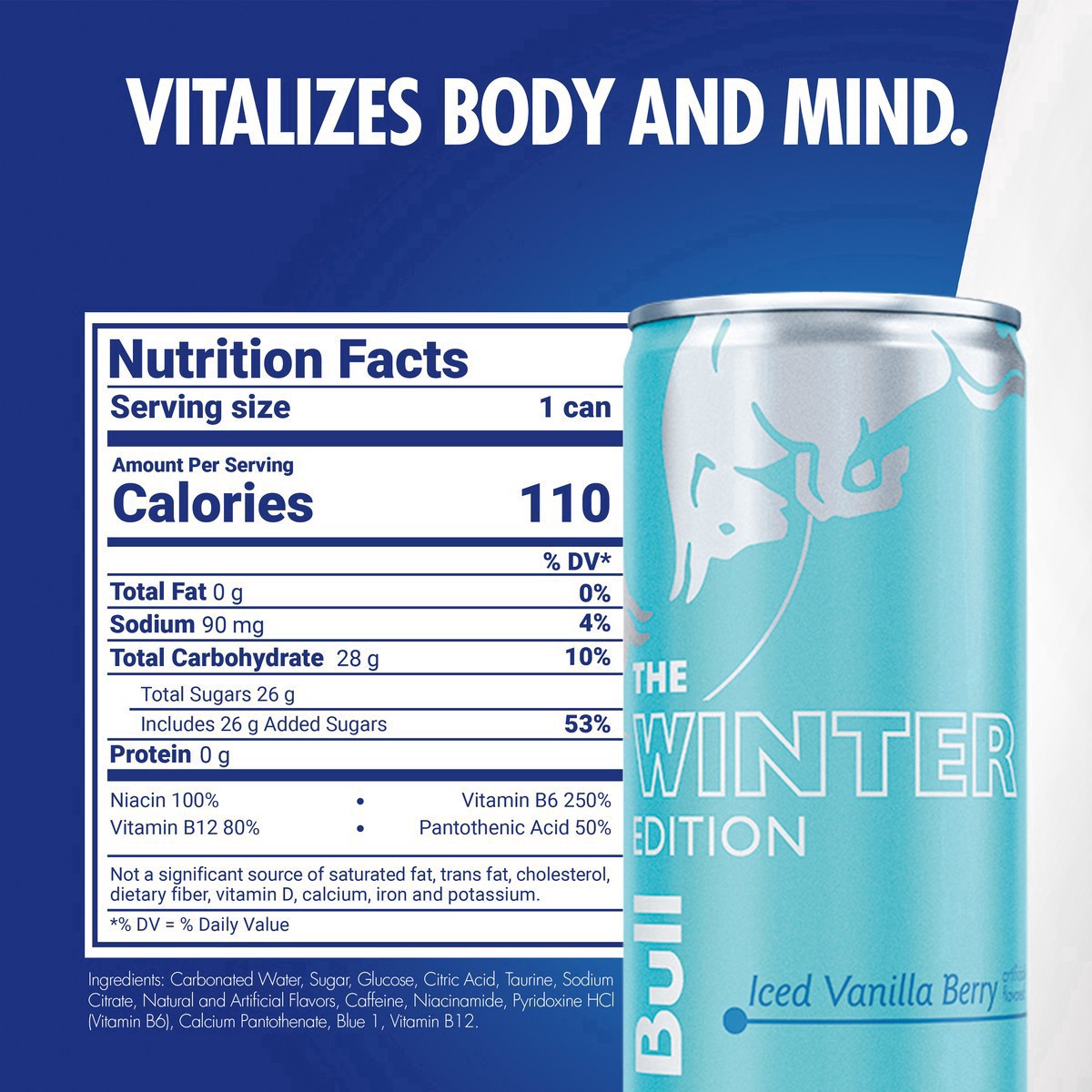 slide 6 of 21, Red Bull Winter Edition Energy Drink, Iced Vanilla Berry, 8.4 fl.oz. can, with 80mg Caffeine, Taurine & B Vitamins, 8.4 oz