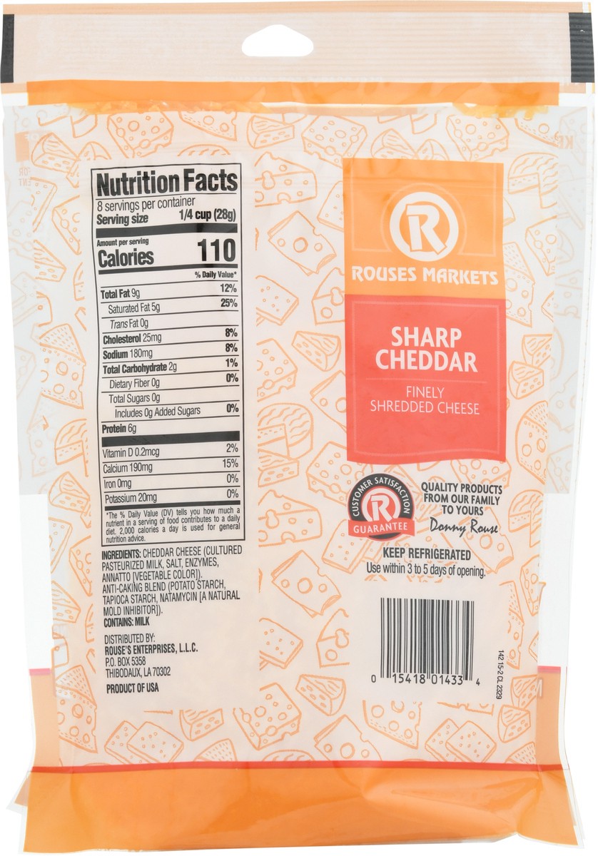slide 3 of 13, Rouses Markets Sharp Cheddar Finely Shredded Cheese 8 oz, 8 oz