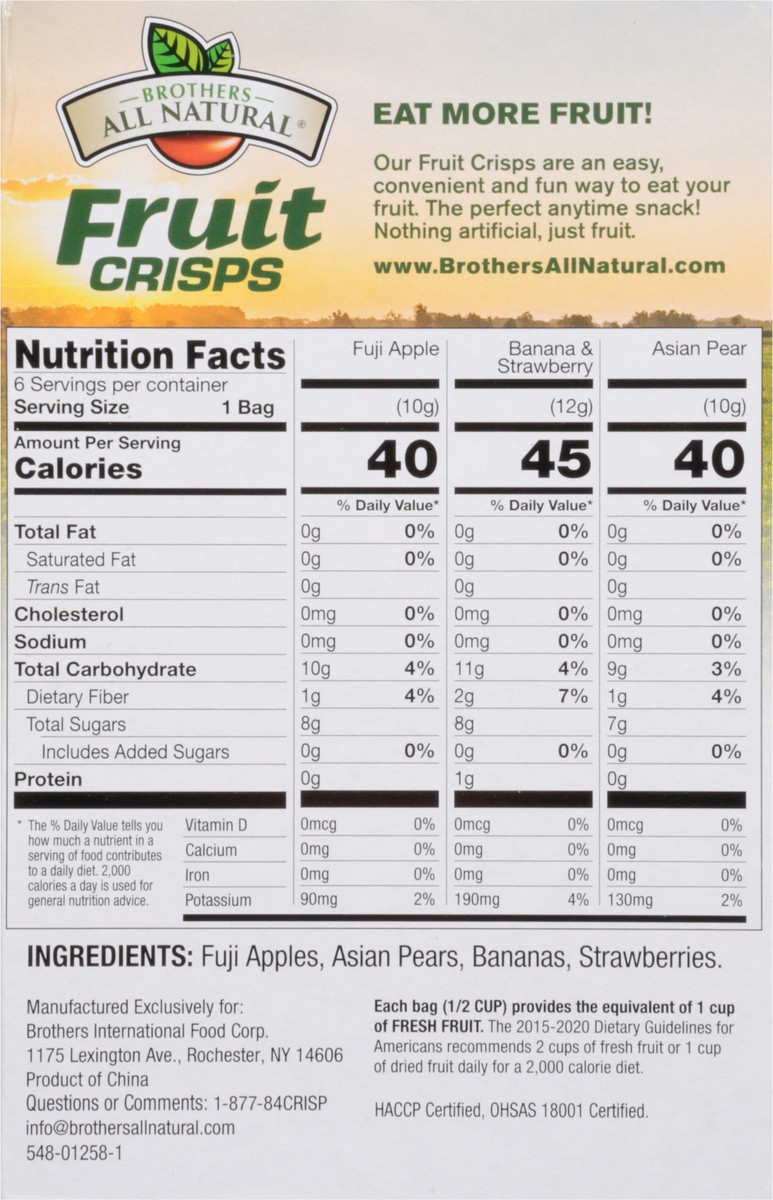 slide 2 of 14, Brothers All Natural Variety Pack Fruit Crisps 6 ea, 6 ct