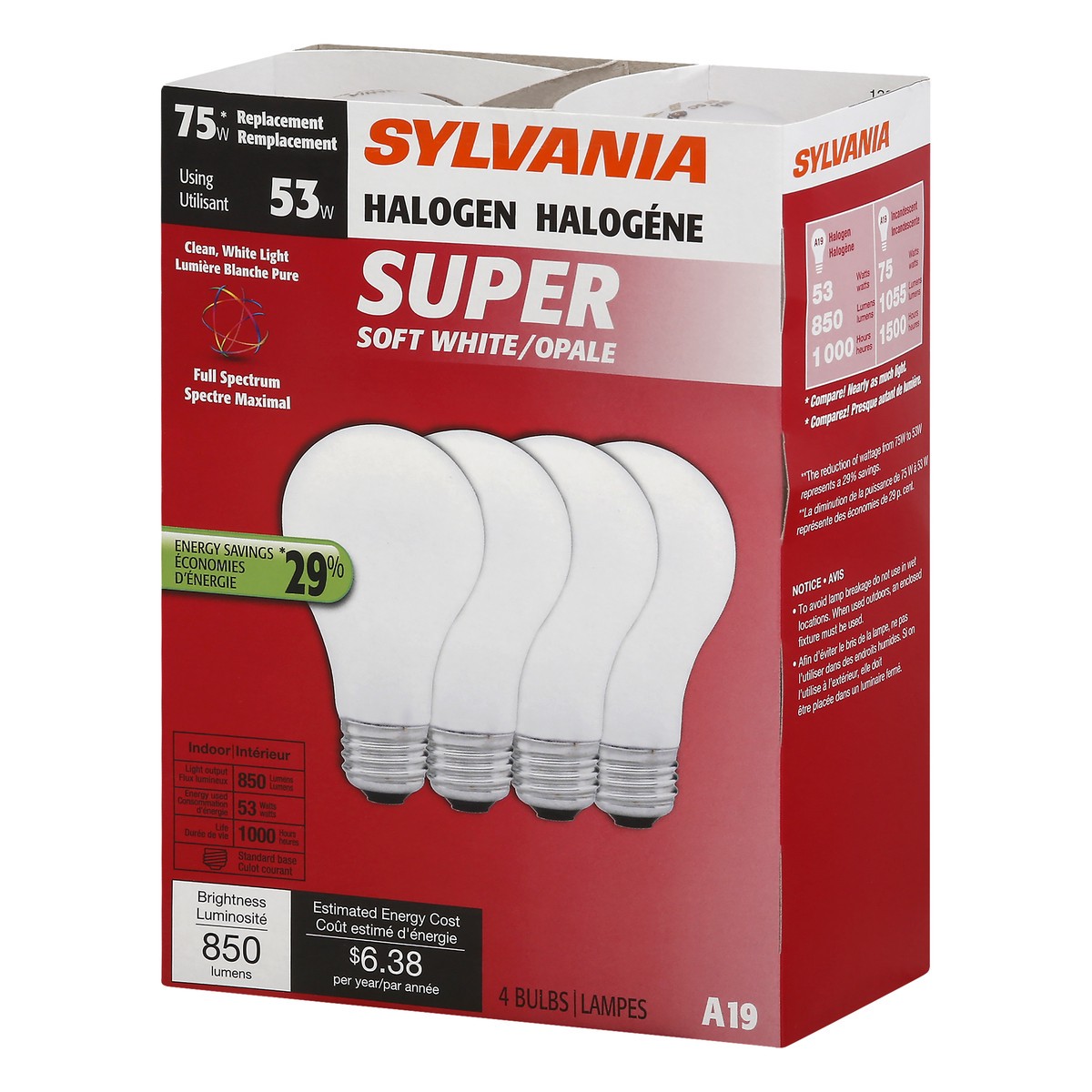 slide 3 of 11, Sylvania 53 Watts Halogen Super Soft White Light Bulbs 4.0 ea, 4 ct