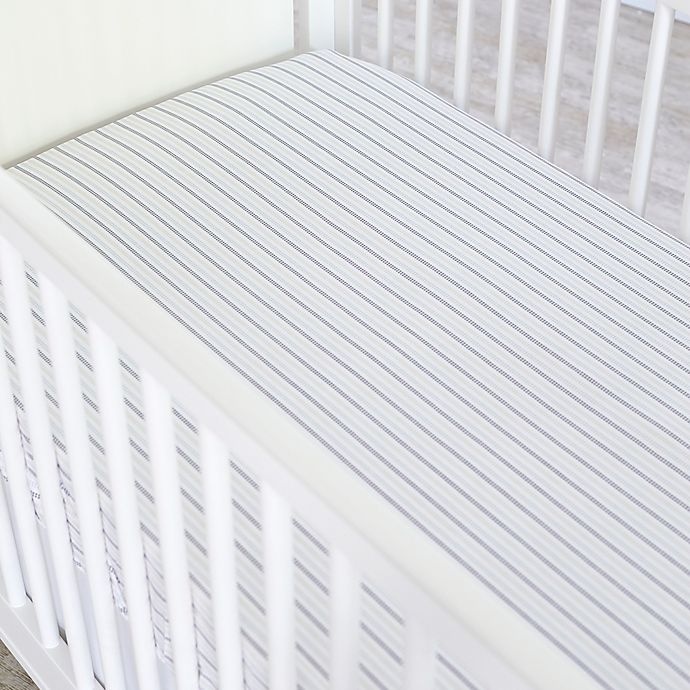 slide 3 of 3, Just Born Dream Broken Stripe Fitted Crib Sheet - Taupe/Grey, 1 ct