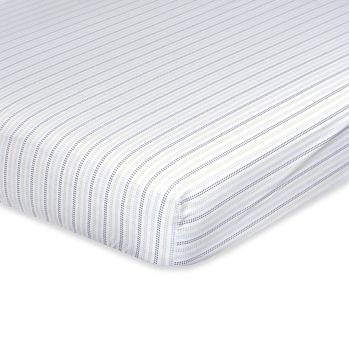 slide 1 of 3, Just Born Dream Broken Stripe Fitted Crib Sheet - Taupe/Grey, 1 ct