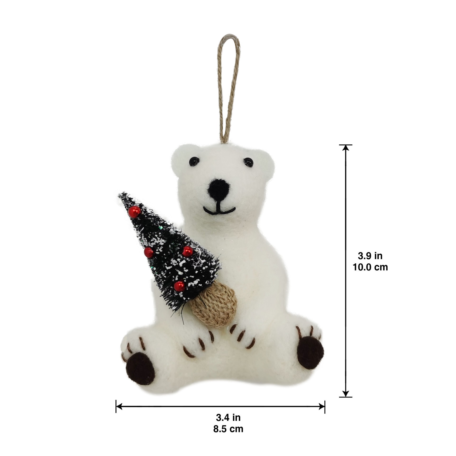 slide 3 of 3, 5" Felt Polar Bear Ornament By Ashland, 3.75 in x 2.5 in x 5.1 in