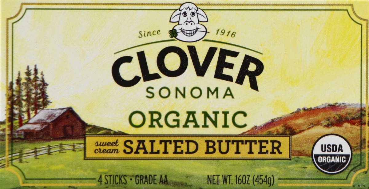 slide 2 of 4, Clover Butter, Organic, Salted, Sweet Cream, 4 ct