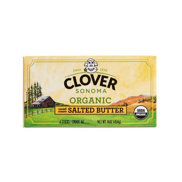 slide 1 of 4, Clover Butter, Organic, Salted, Sweet Cream, 4 ct