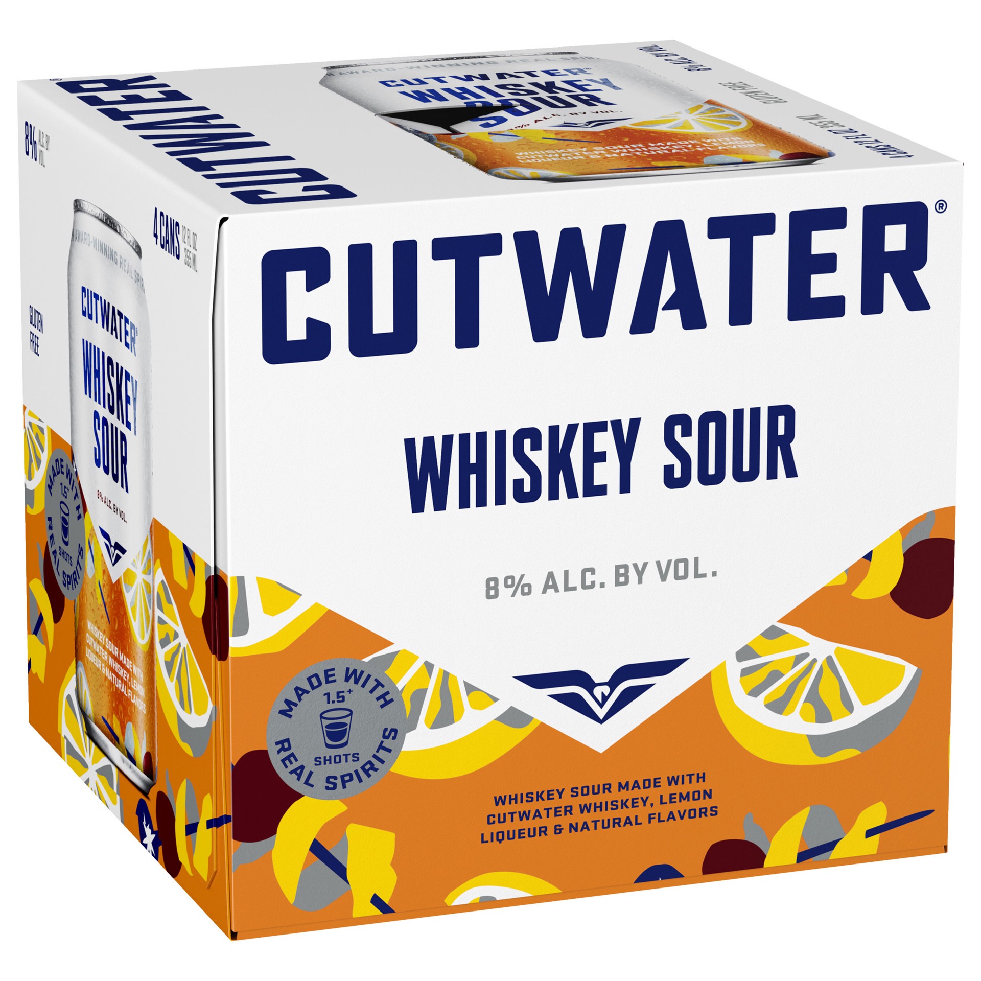 slide 1 of 4, Cutwater Spirits Spirits Whiskey Sour 4 Pack 12 fl oz Cans, 4 ct