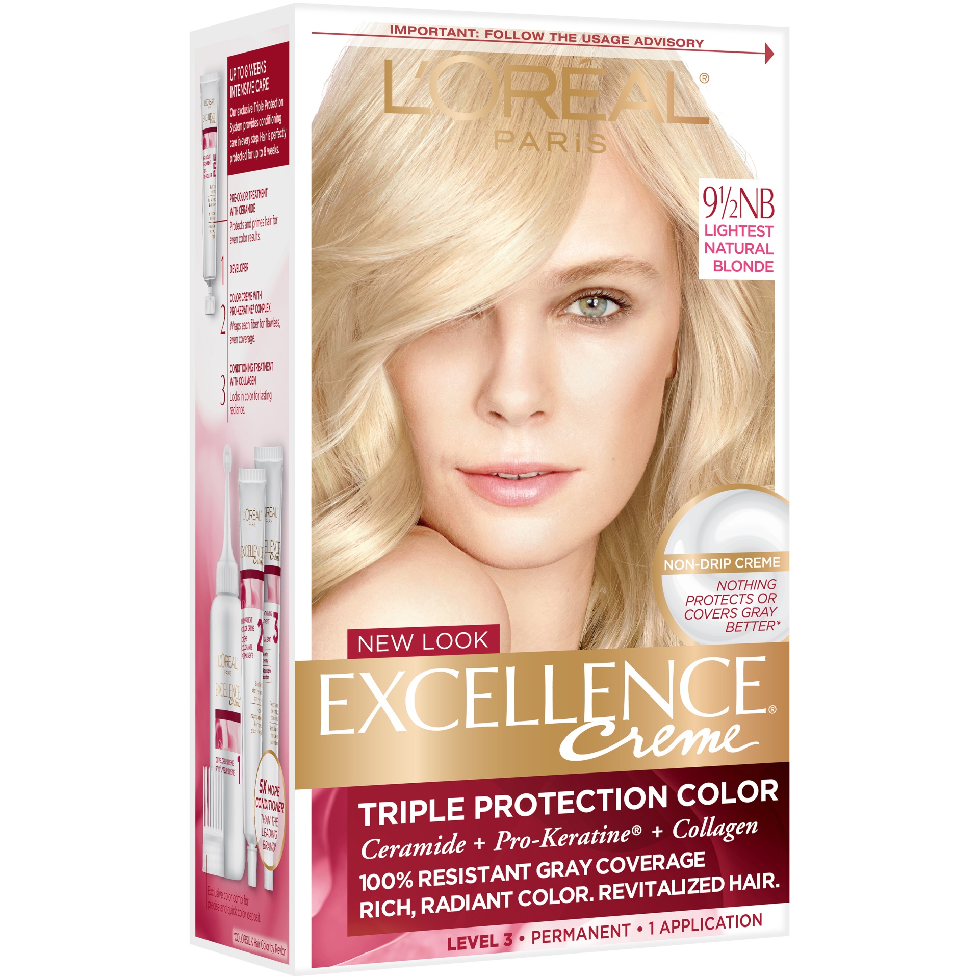 slide 3 of 7, L'Oréal Excellence Non-Drip Creme Hair Color - 9.5NB Lightest Natural Blonde, 1 ct