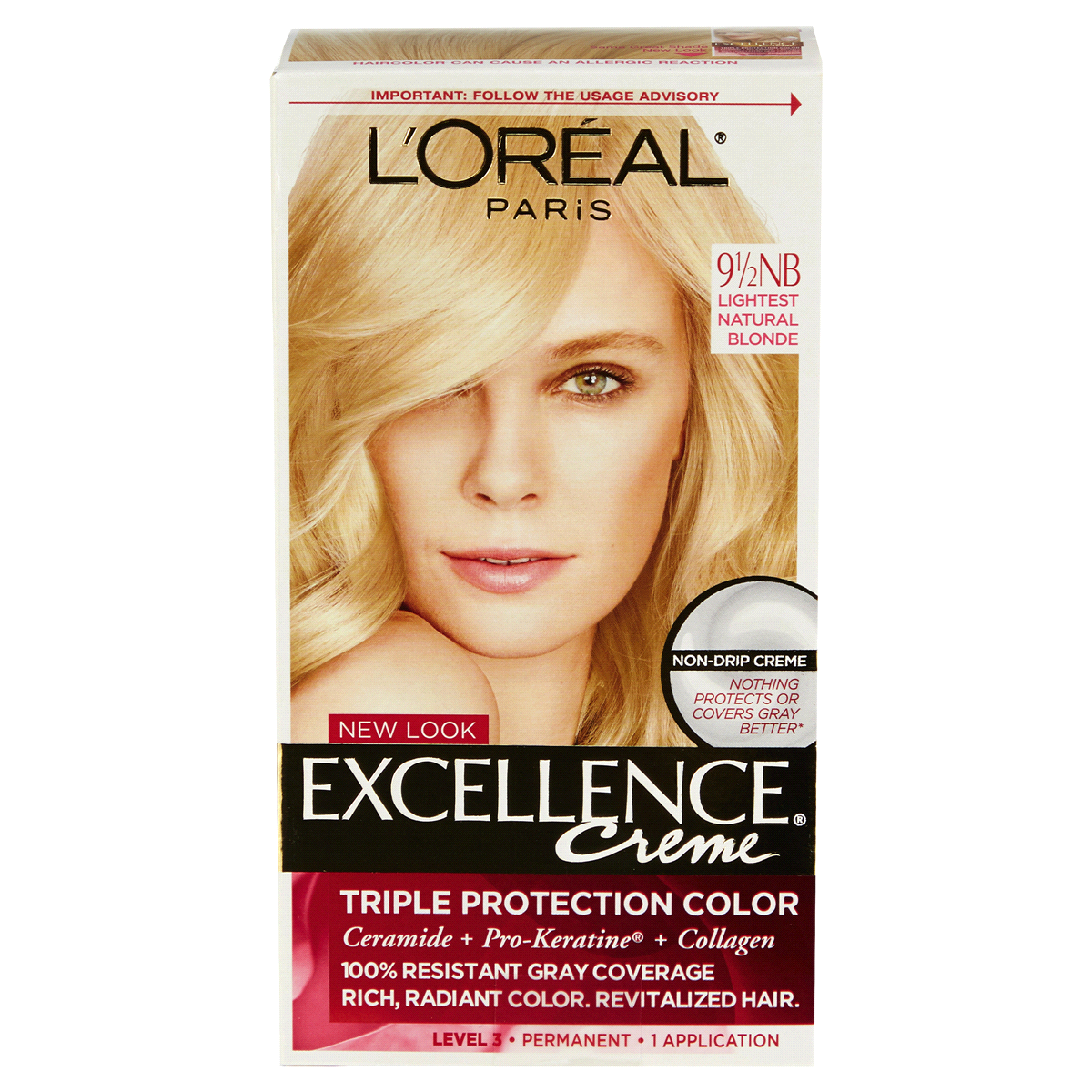 slide 1 of 1, L'Oréal Excellence Non-Drip Creme Hair Color - 9.5NB Lightest Natural Blonde, 1 ct