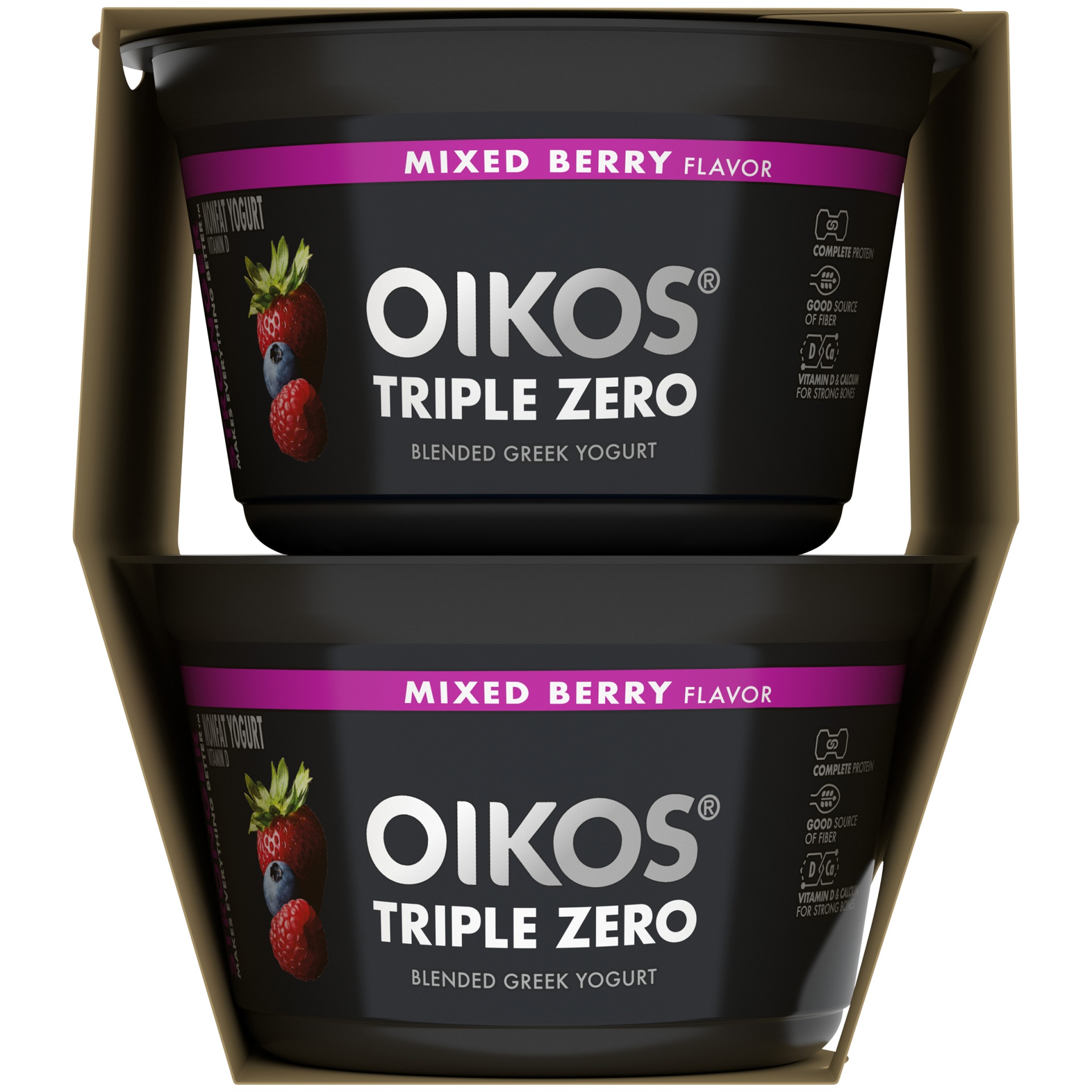slide 2 of 7, Oikos Triple Zero Mixed Berry Greek Yogurt Cups, 5.3 oz