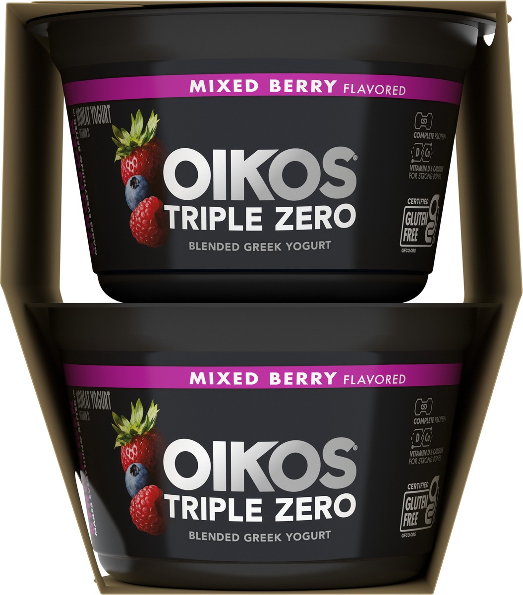 slide 6 of 9, Oikos Triple Zero Mixed Berry Greek Yogurt - 4ct/5.3oz Cups, 4 ct; 5.3 oz
