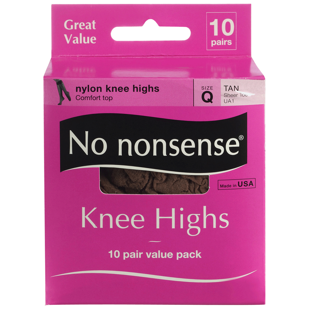 slide 1 of 1, No Nonsense Women's Sheer Toe Nylon Knee Highs, 10 ct