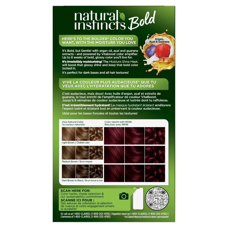 slide 7 of 7, Natural Instincts Clairol Natural Instincts Bold BR36 Deep Burgundy Acai Hair Dye, 1 ct