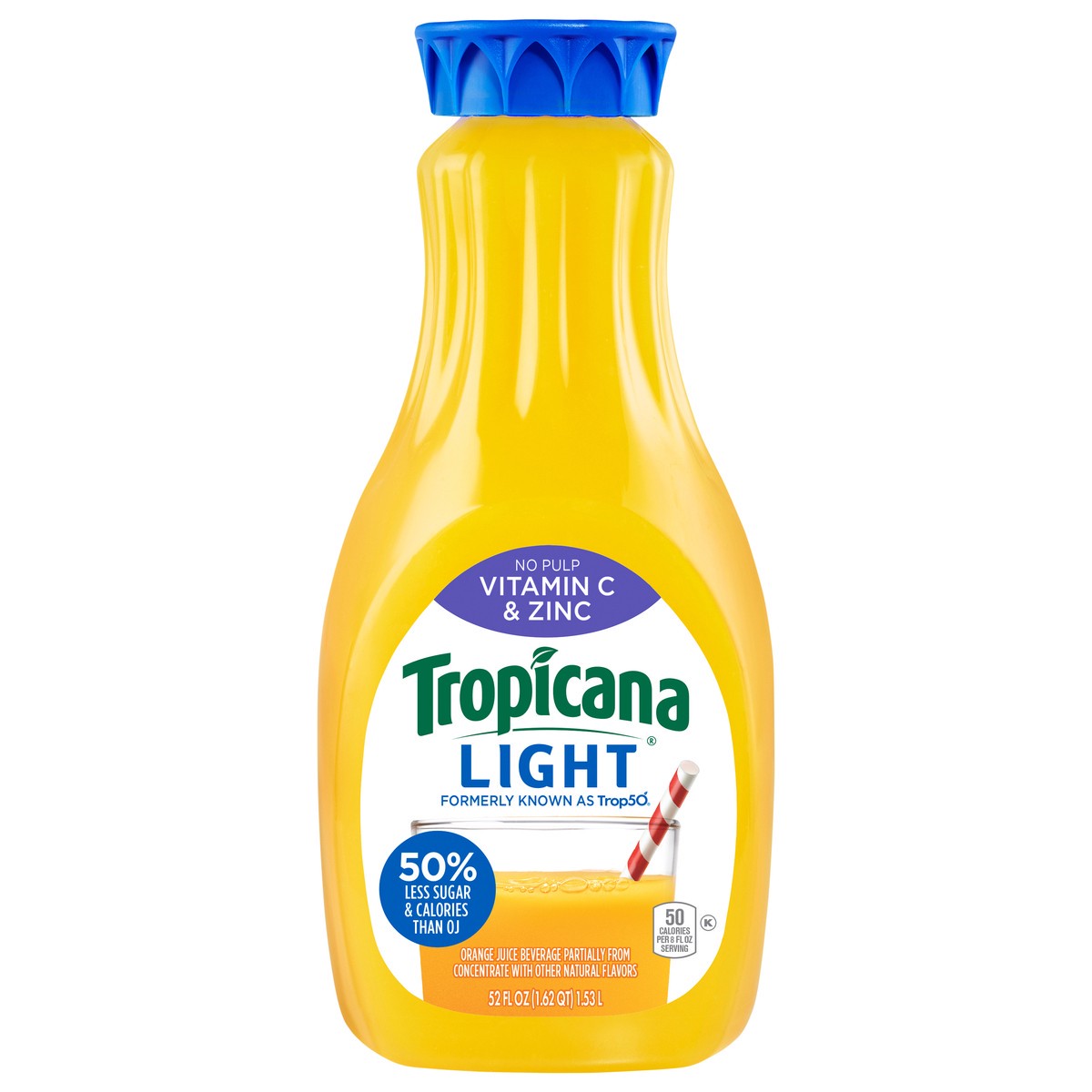 slide 1 of 7, Tropicana Light No Pulp Orange Juice Beverage - 52 fl oz, 52 fl oz