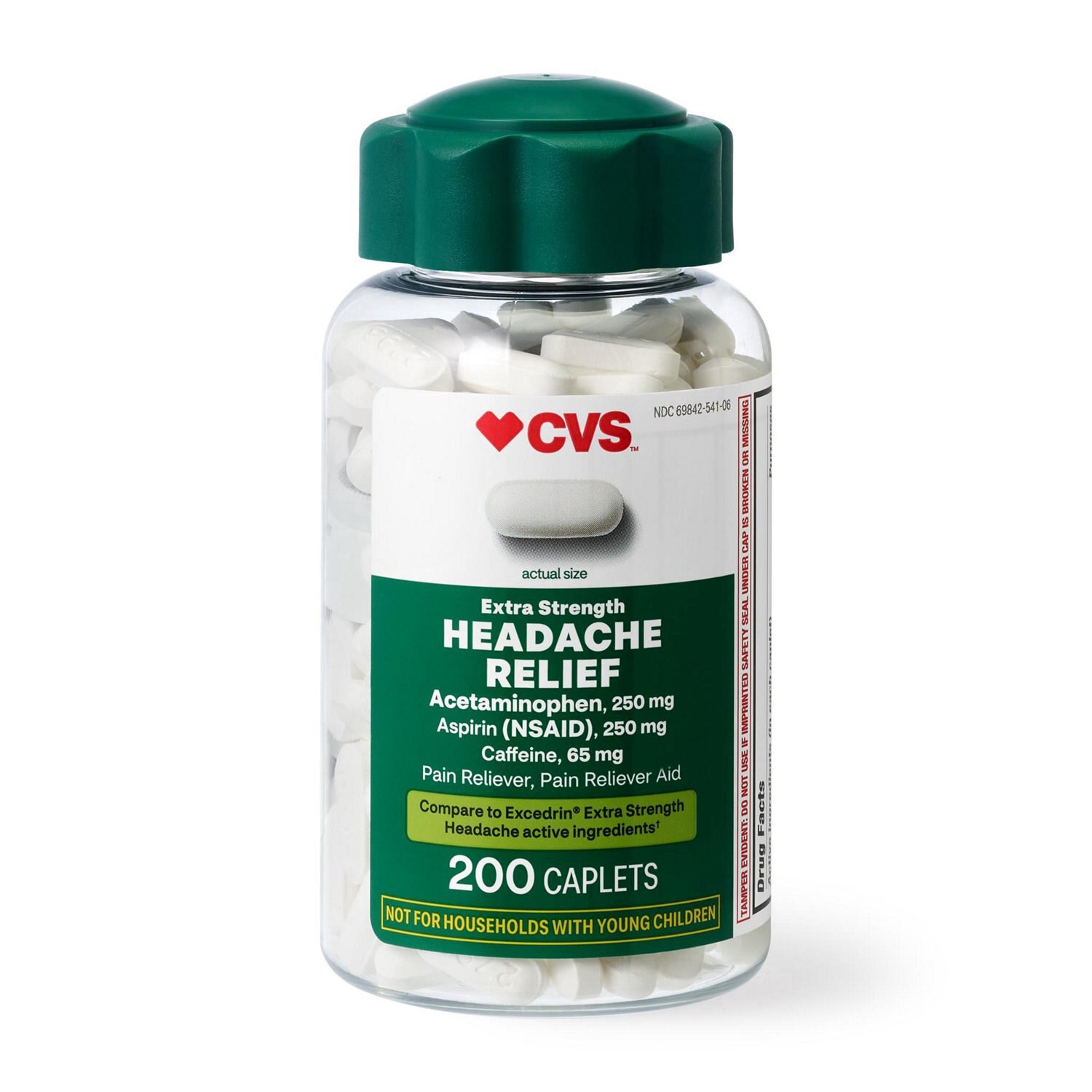 slide 1 of 6, Cvs Extra Strength Headache Relief Acetaminophen, Aspirin (Nsaid) & Caffeine Caplets, 200 Ct, 200 ct